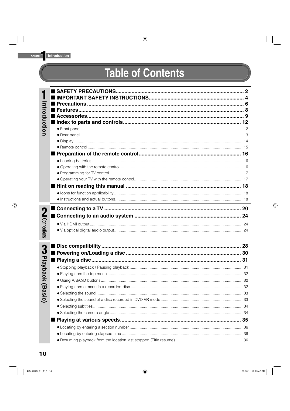 Toshiba HD-A2KC User Manual | Page 10 / 72