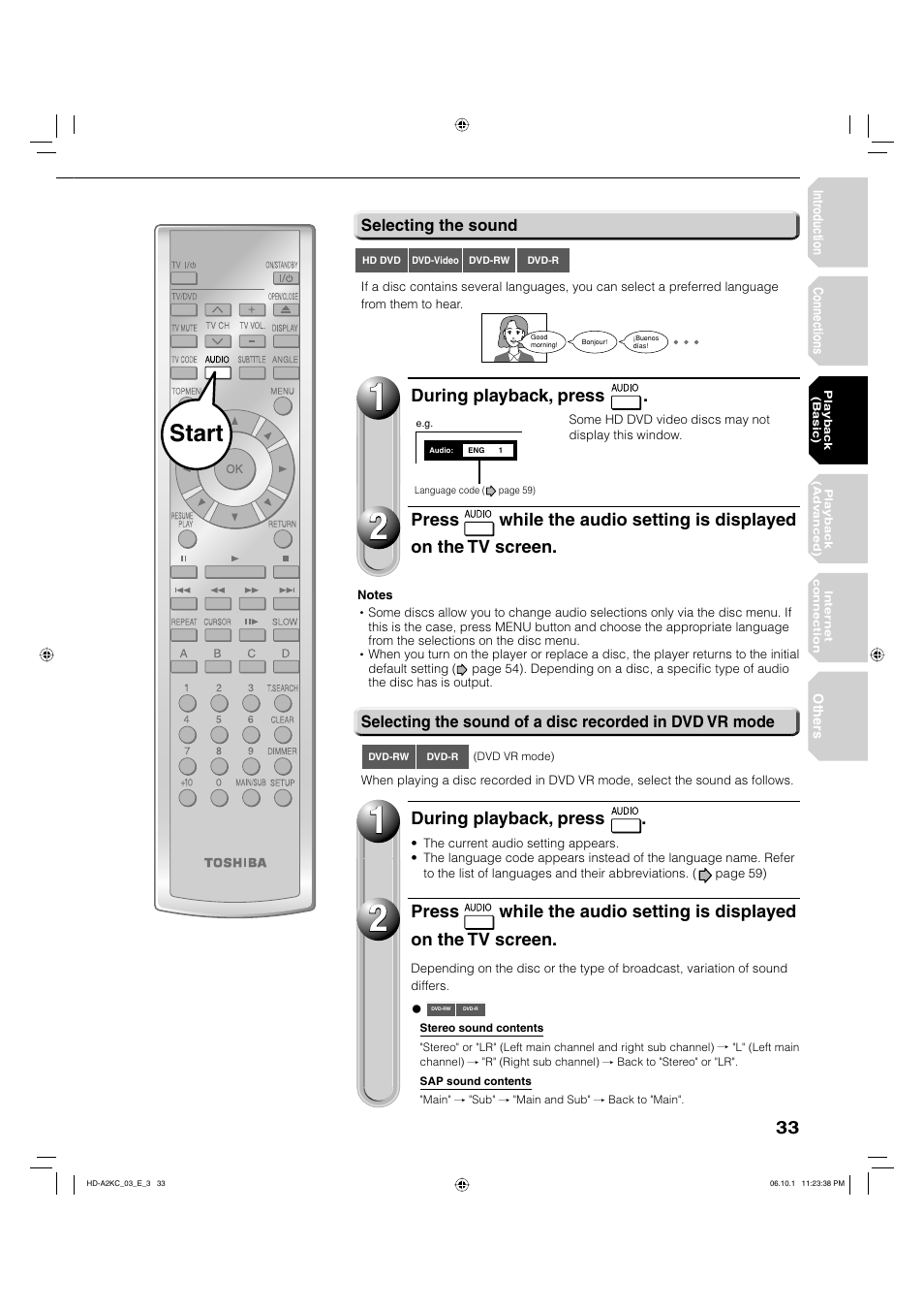 Start | Toshiba HD-A2KC User Manual | Page 33 / 72