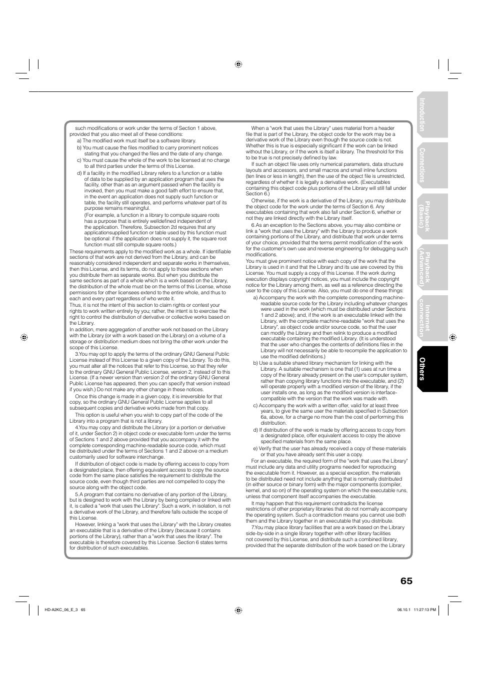 Intr oduction connections, Other s | Toshiba HD-A2KC User Manual | Page 65 / 72