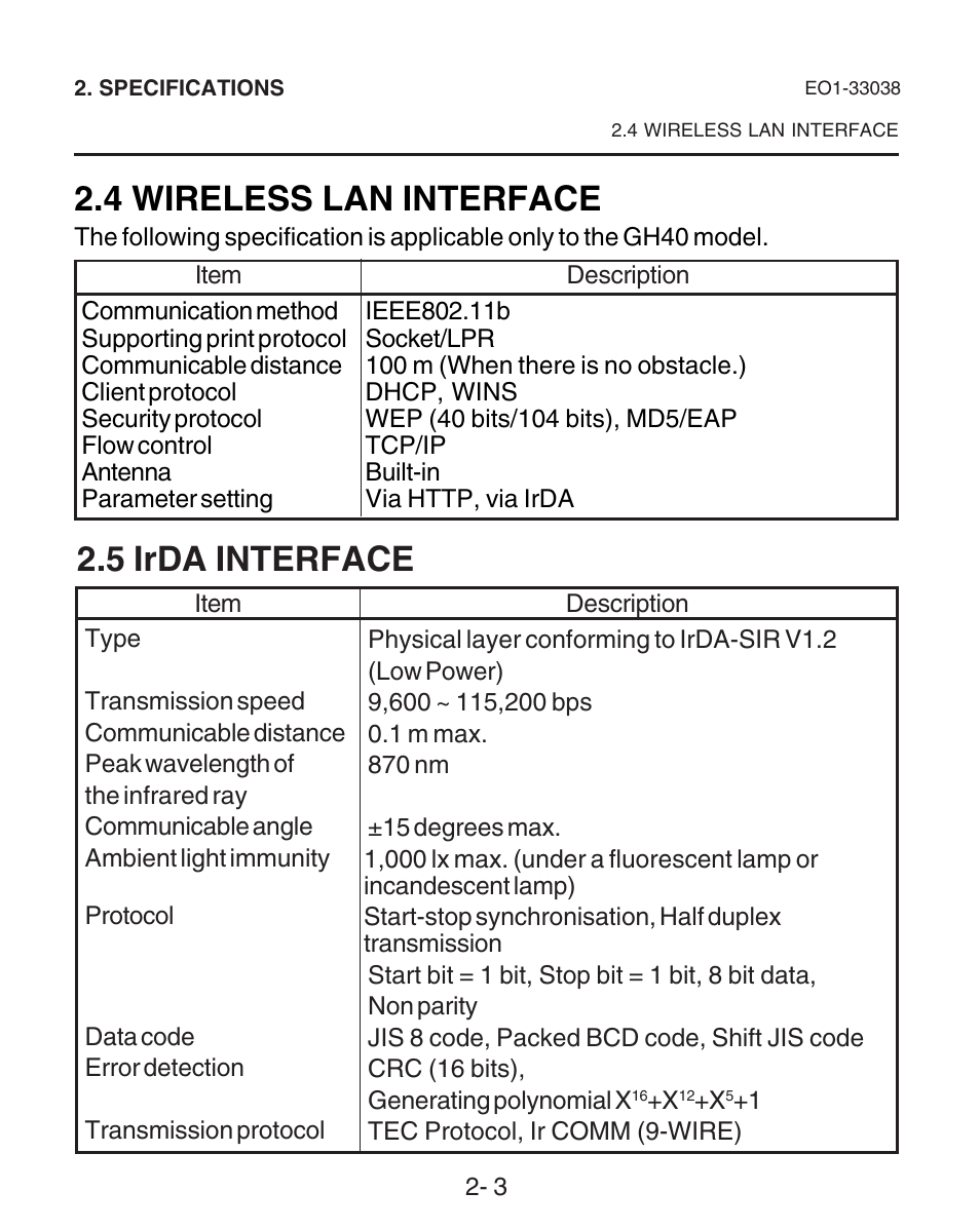 Wireless lan interface, Irda interface, 5 irda interface | 4 wireless lan interface | Toshiba B-SP2D User Manual | Page 17 / 50