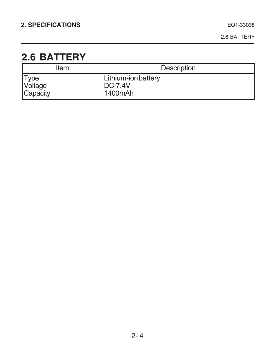 Battery, 6 battery | Toshiba B-SP2D User Manual | Page 18 / 50