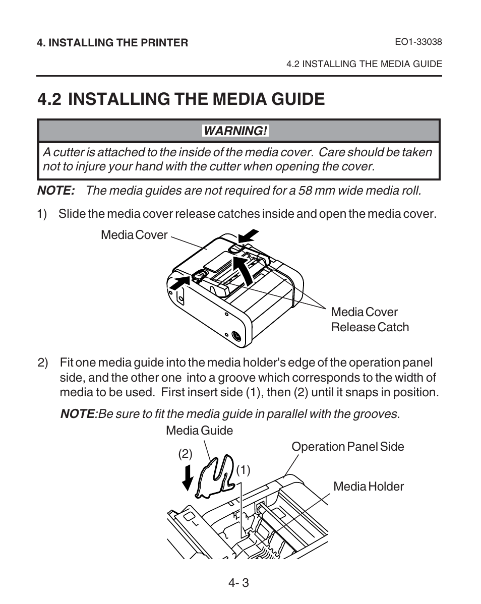 Installing the media guide, 2 installing the media guide | Toshiba B-SP2D User Manual | Page 25 / 50