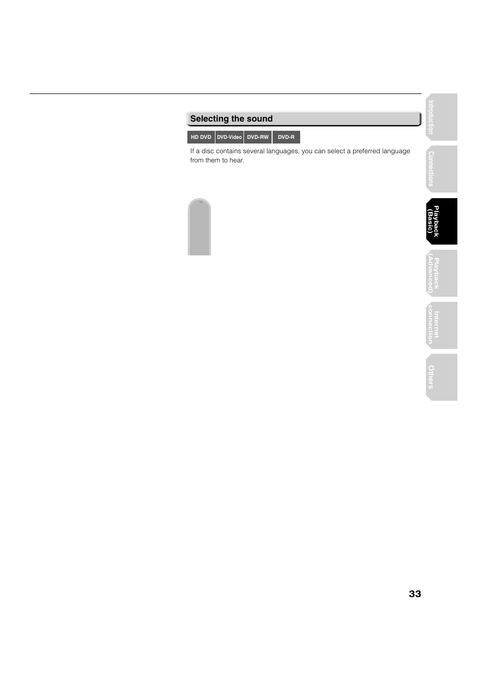 Selecting the sound | Toshiba HD-A20KU User Manual | Page 33 / 76