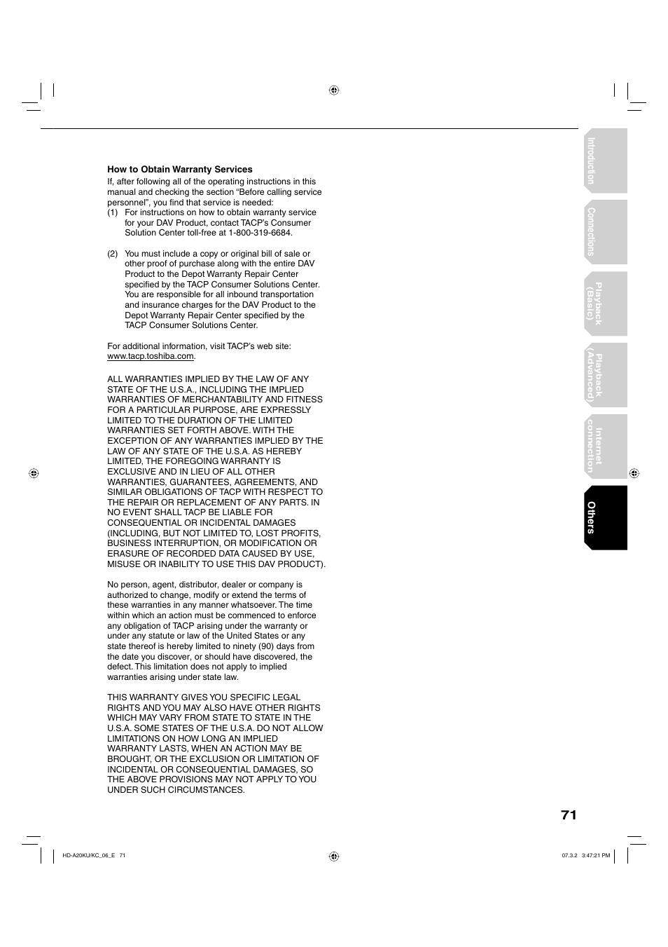 Toshiba HD-A20KU User Manual | Page 71 / 76