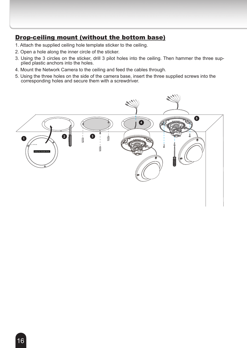 Drop-ceiling mount (without the bottom base) | Toshiba 625012200G User Manual | Page 16 / 24