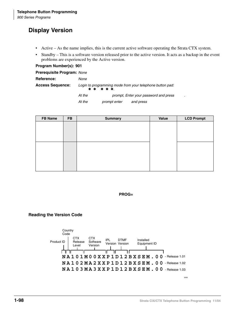 Display version, Display version -98 | Toshiba STRATA CIX User Manual | Page 102 / 144
