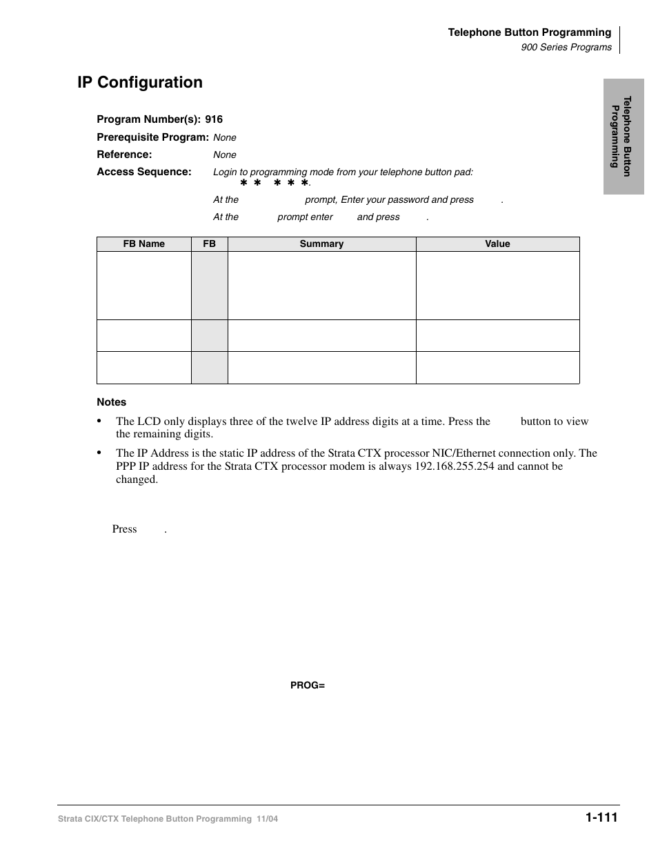 Ip configuration, Ip configuration -111 | Toshiba STRATA CIX User Manual | Page 115 / 144