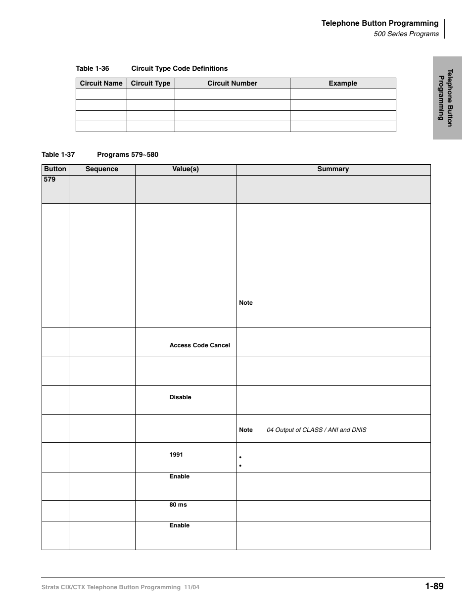 Table 1-36 | Toshiba STRATA CIX User Manual | Page 93 / 144