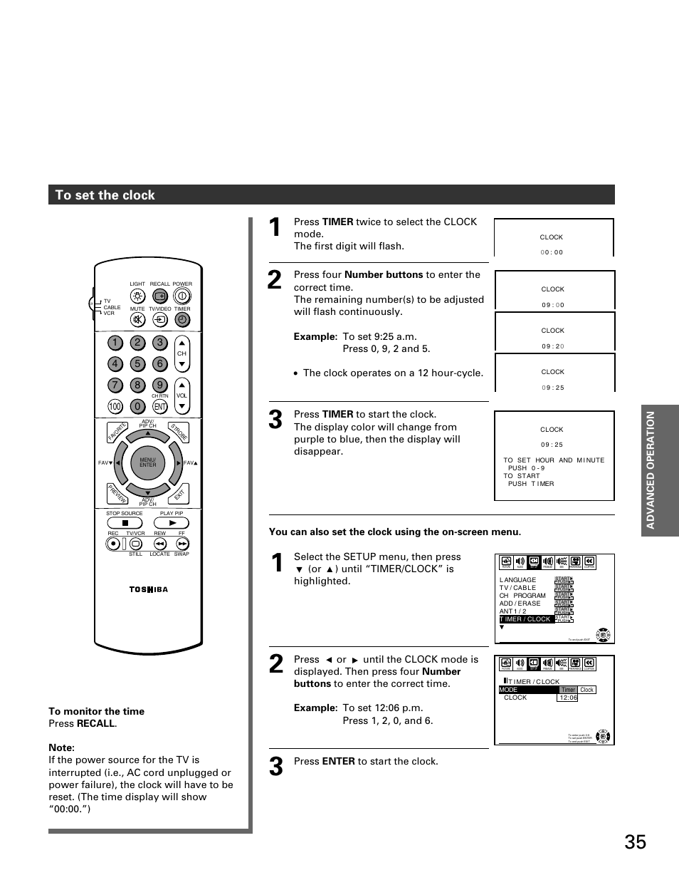 Advanced operation | Toshiba TP 50H60 User Manual | Page 35 / 63