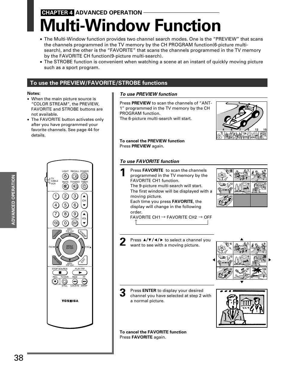 Multi-window function, Chapter 4 advanced operation | Toshiba TP 50H60 User Manual | Page 38 / 63