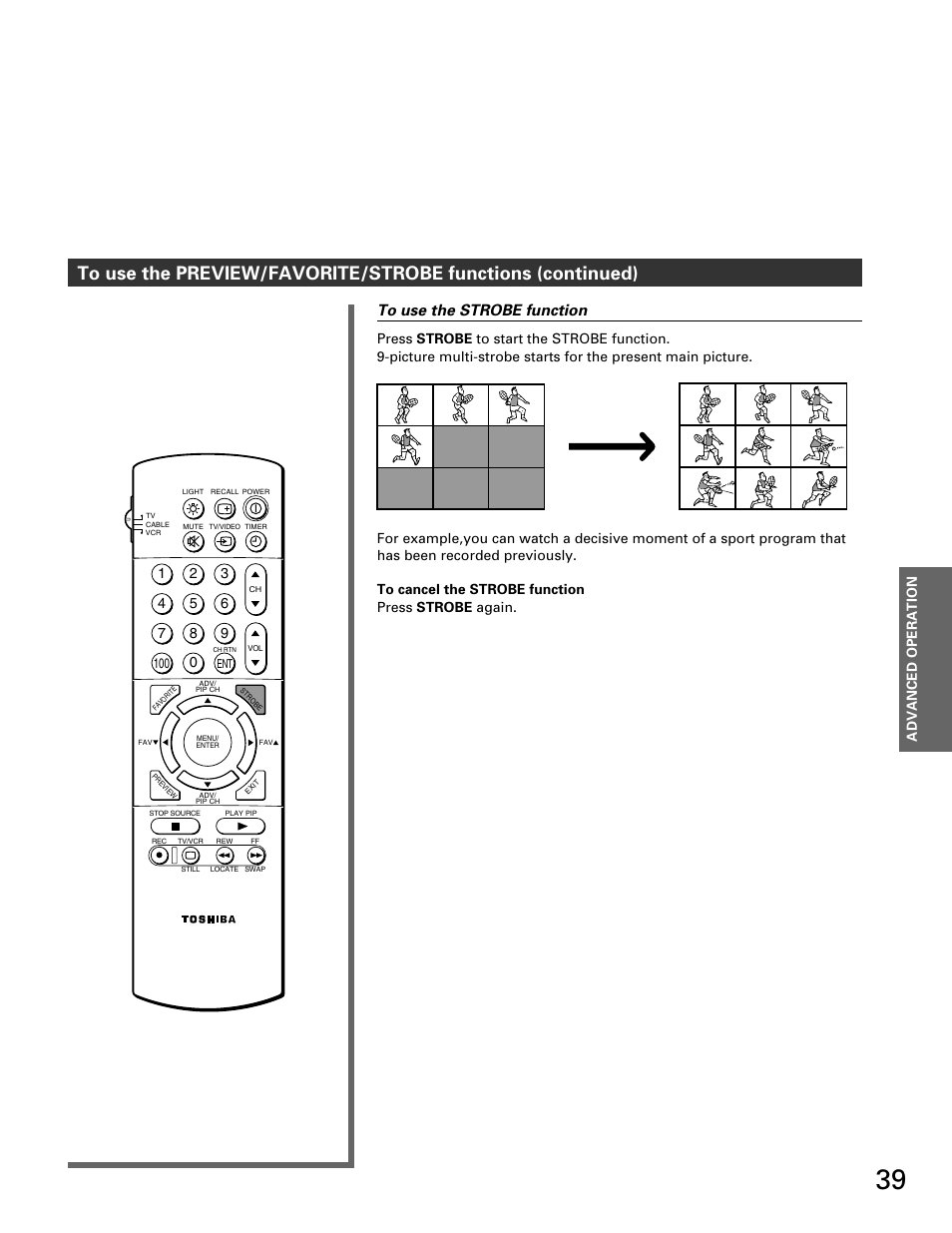 Advanced operation | Toshiba TP 50H60 User Manual | Page 39 / 63