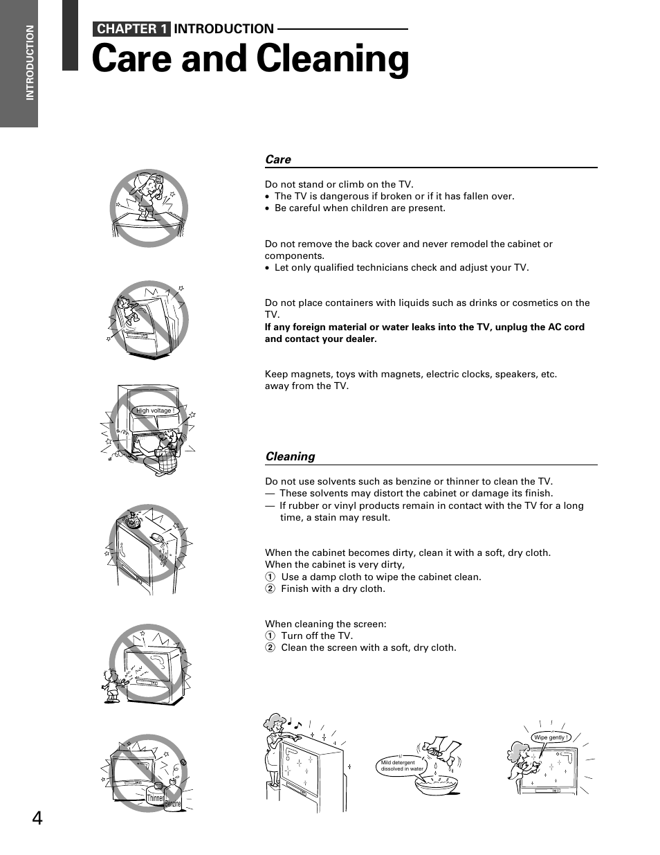 Introduction, Care & cleaning, Care and cleaning | Toshiba TP 50H60 User Manual | Page 4 / 63