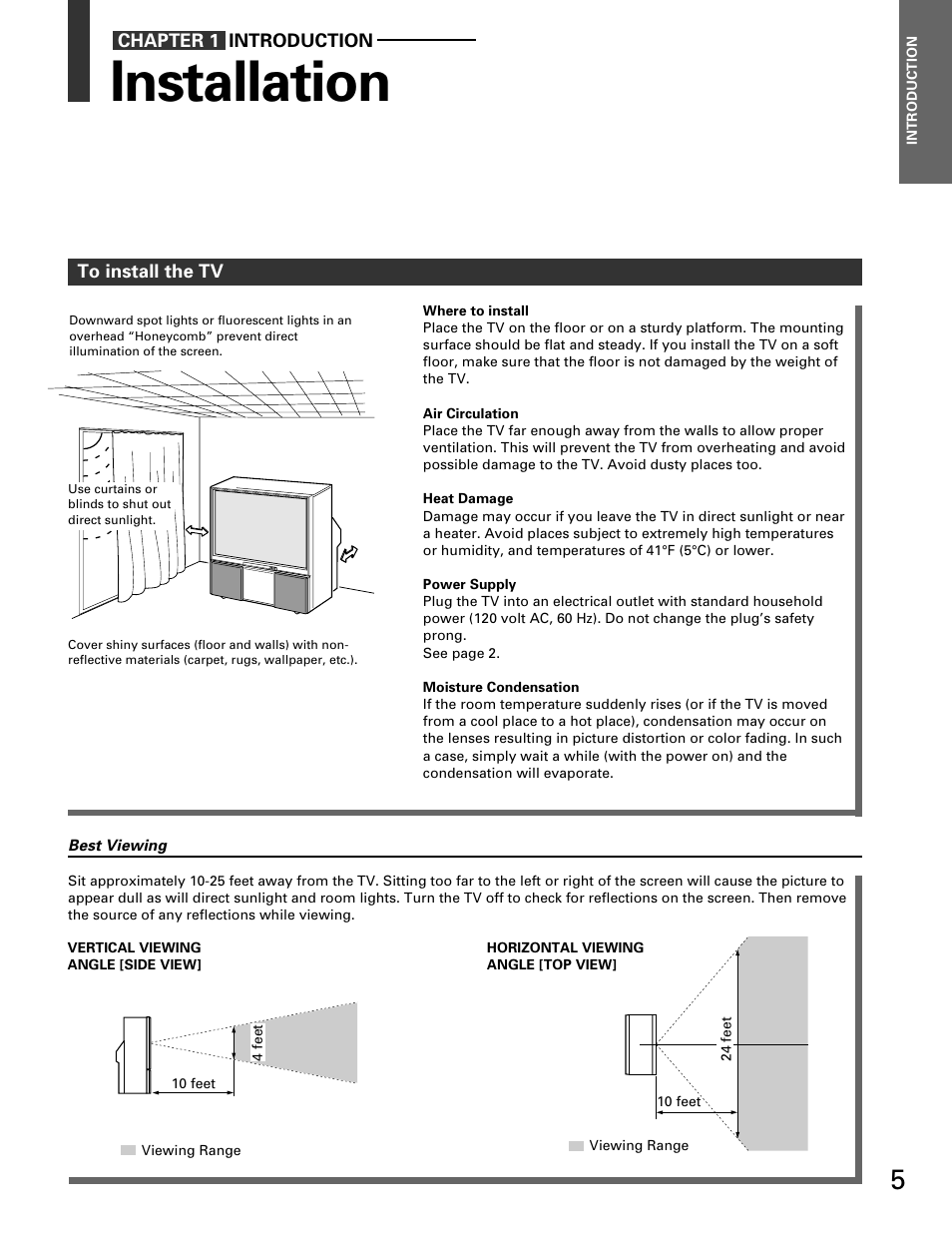 Installation | Toshiba TP 50H60 User Manual | Page 5 / 63