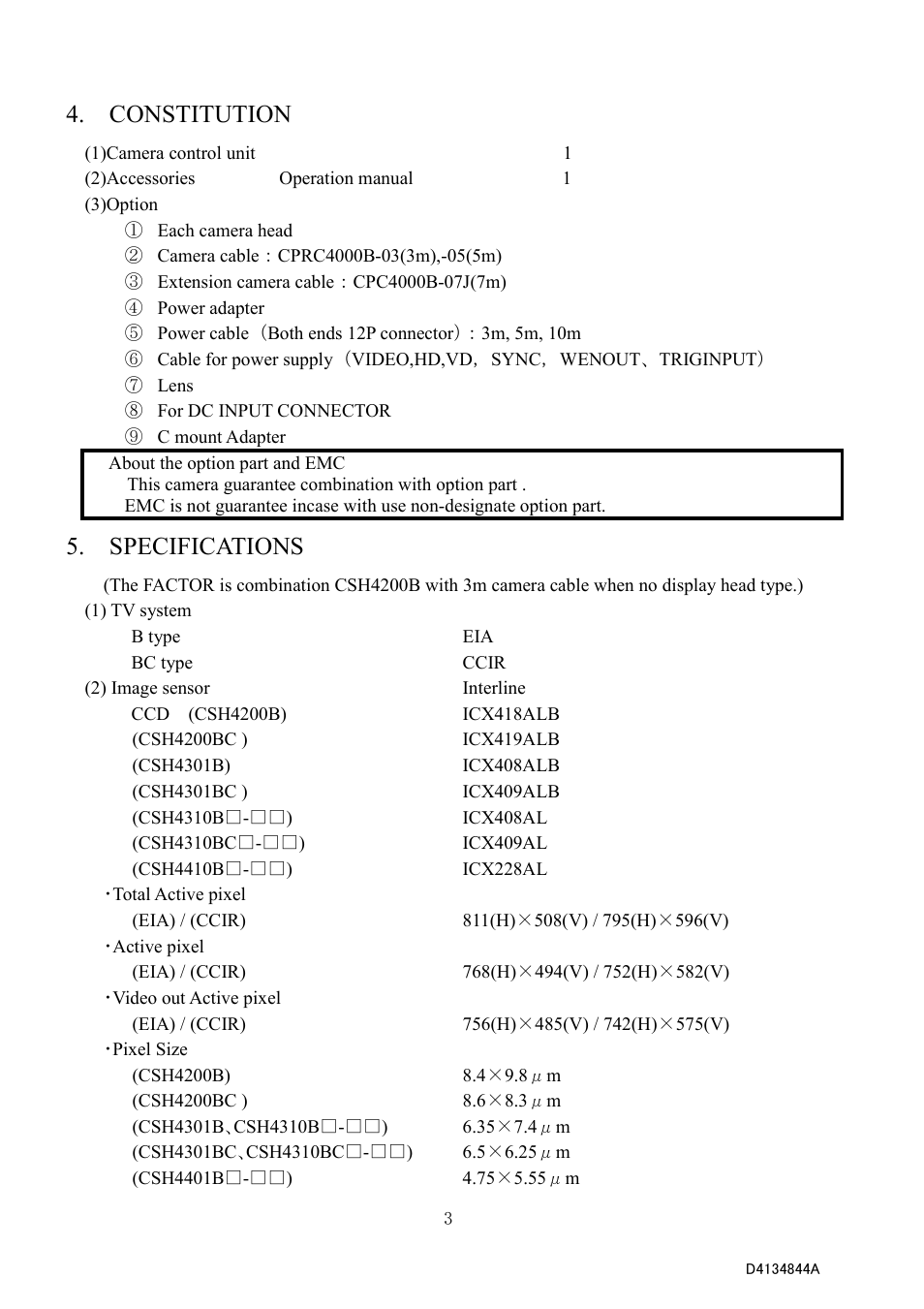 Constitution, Specifications | Toshiba CS4000B Series User Manual | Page 11 / 20