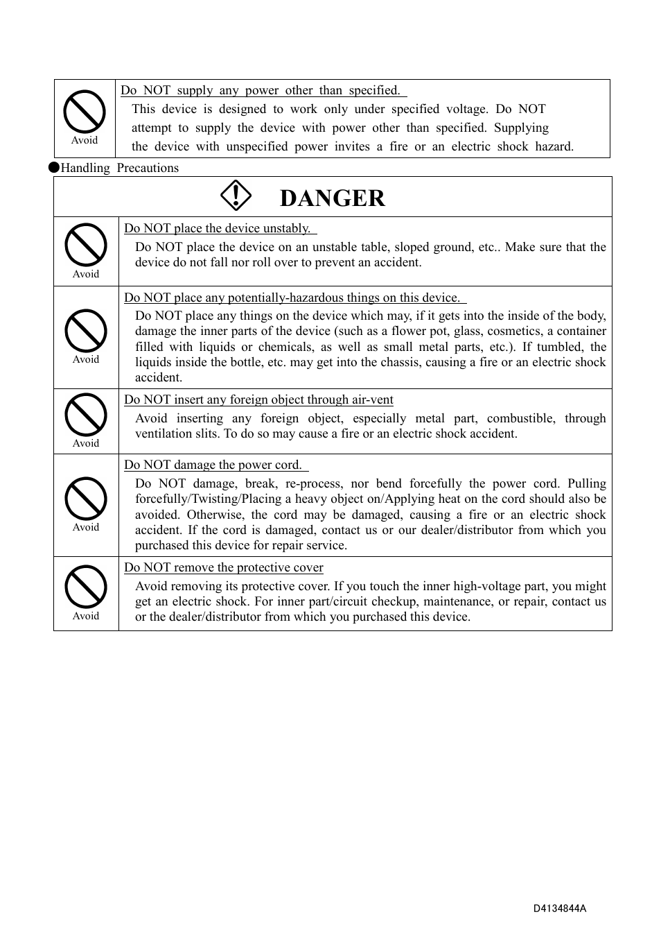 Danger | Toshiba CS4000B Series User Manual | Page 4 / 20