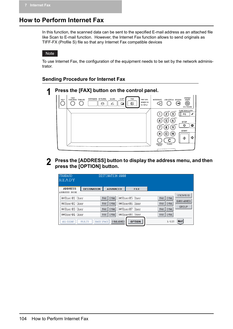 How to perform internet fax | Toshiba ESTUDIO 3500C User Manual | Page 106 / 146