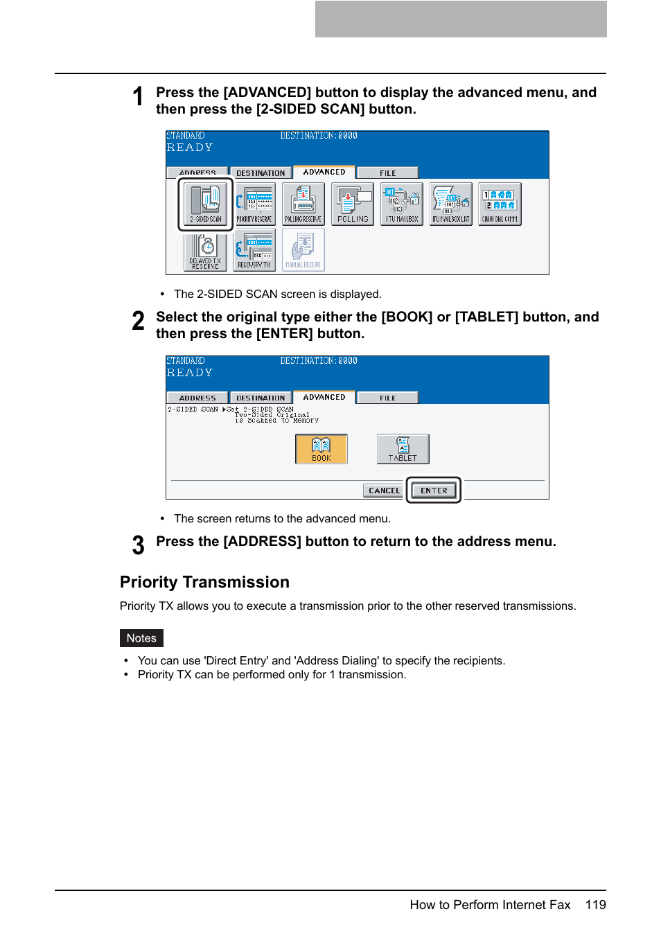 Priority transmission | Toshiba ESTUDIO 3500C User Manual | Page 121 / 146