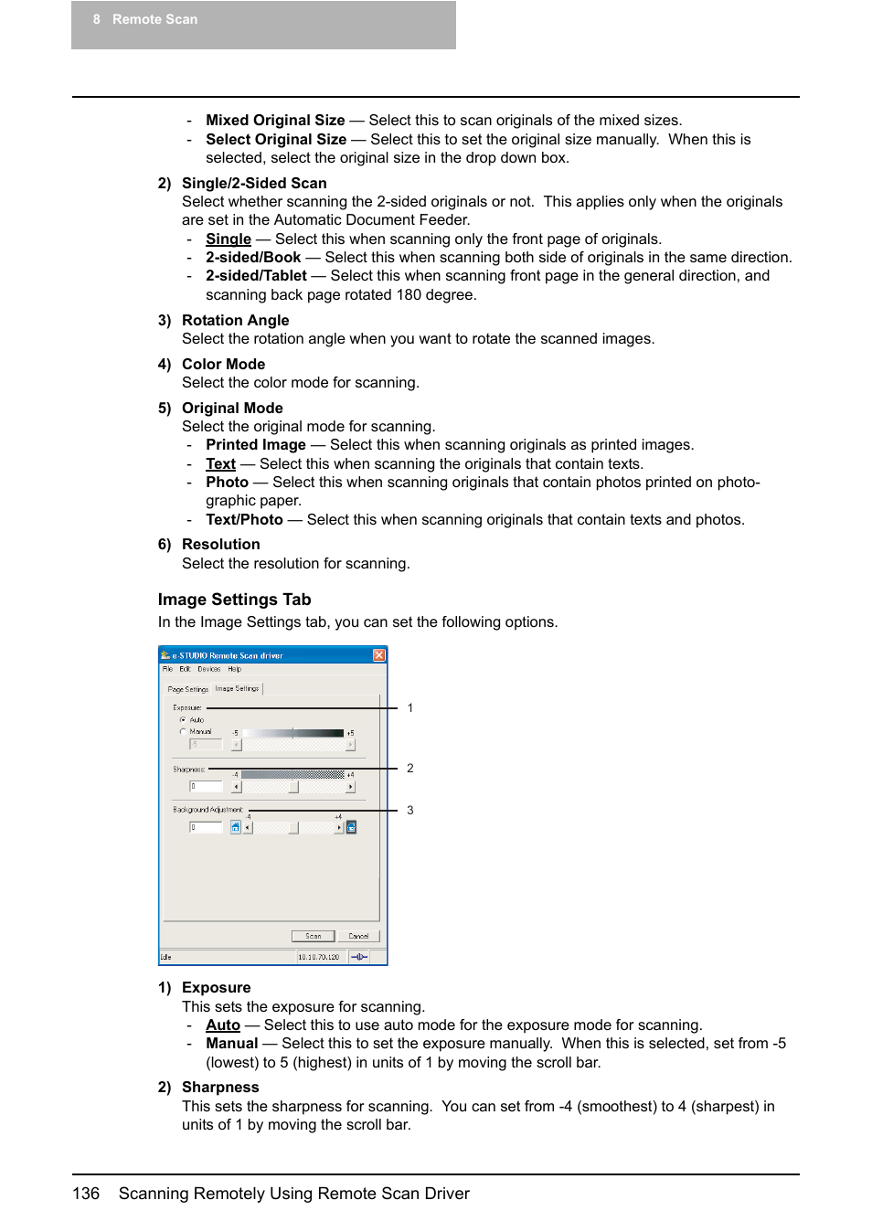 P.136 “image settings tab | Toshiba ESTUDIO 3500C User Manual | Page 138 / 146