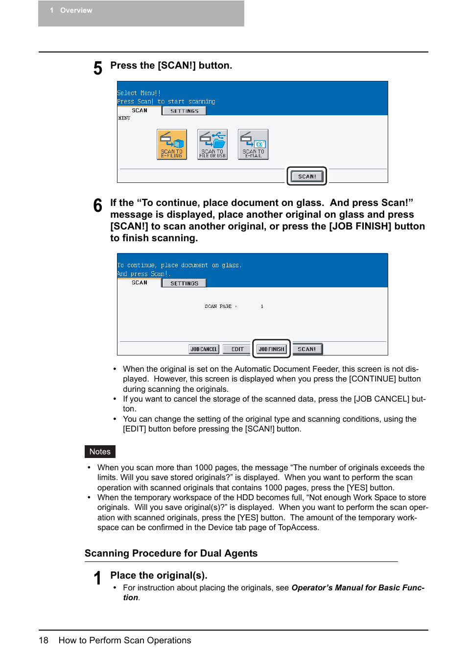 P.18 “scanning procedure for dual agents | Toshiba ESTUDIO 3500C User Manual | Page 20 / 146