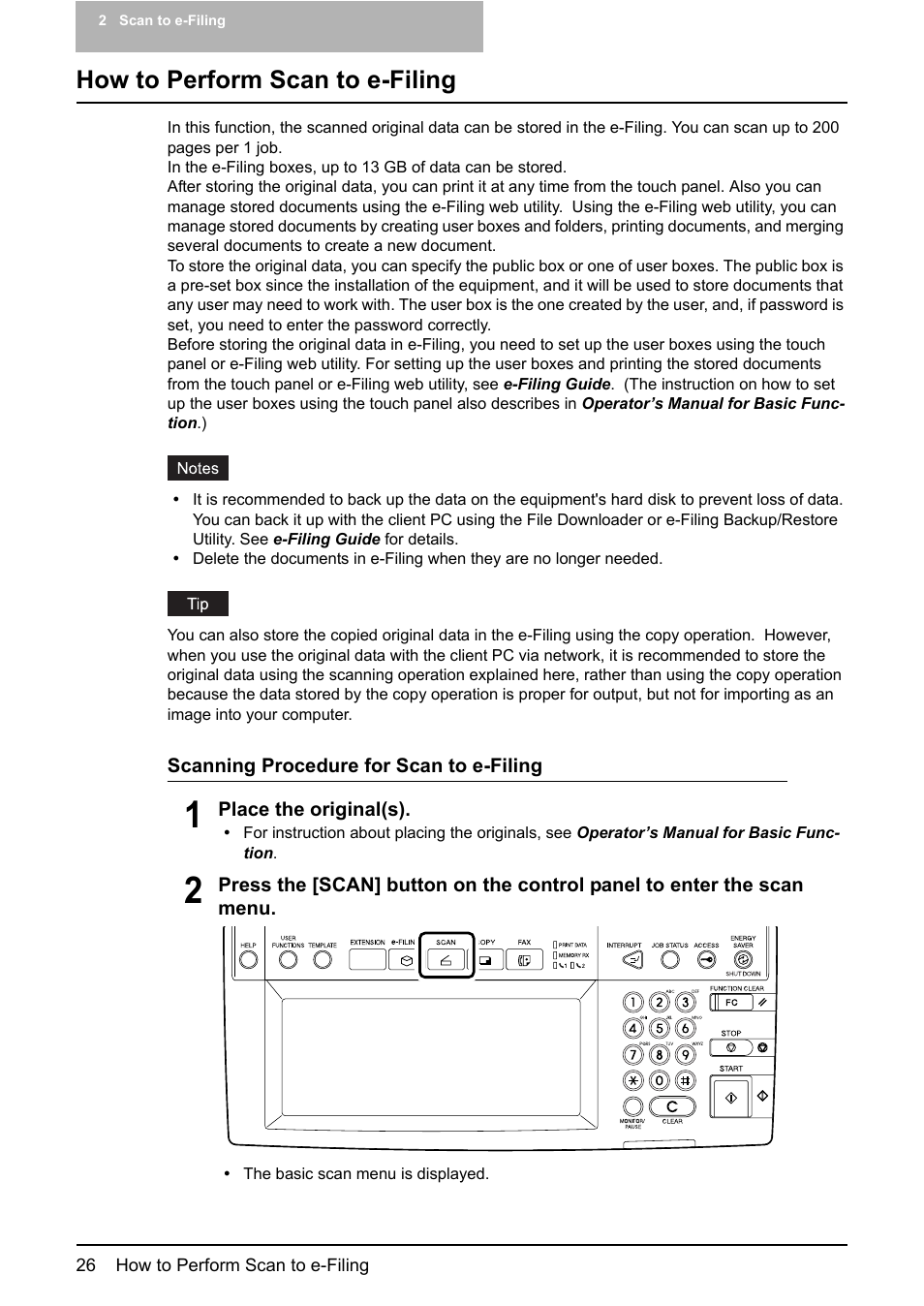 How to perform scan to e-filing, P.26 “how to perform scan to e-filing | Toshiba ESTUDIO 3500C User Manual | Page 28 / 146
