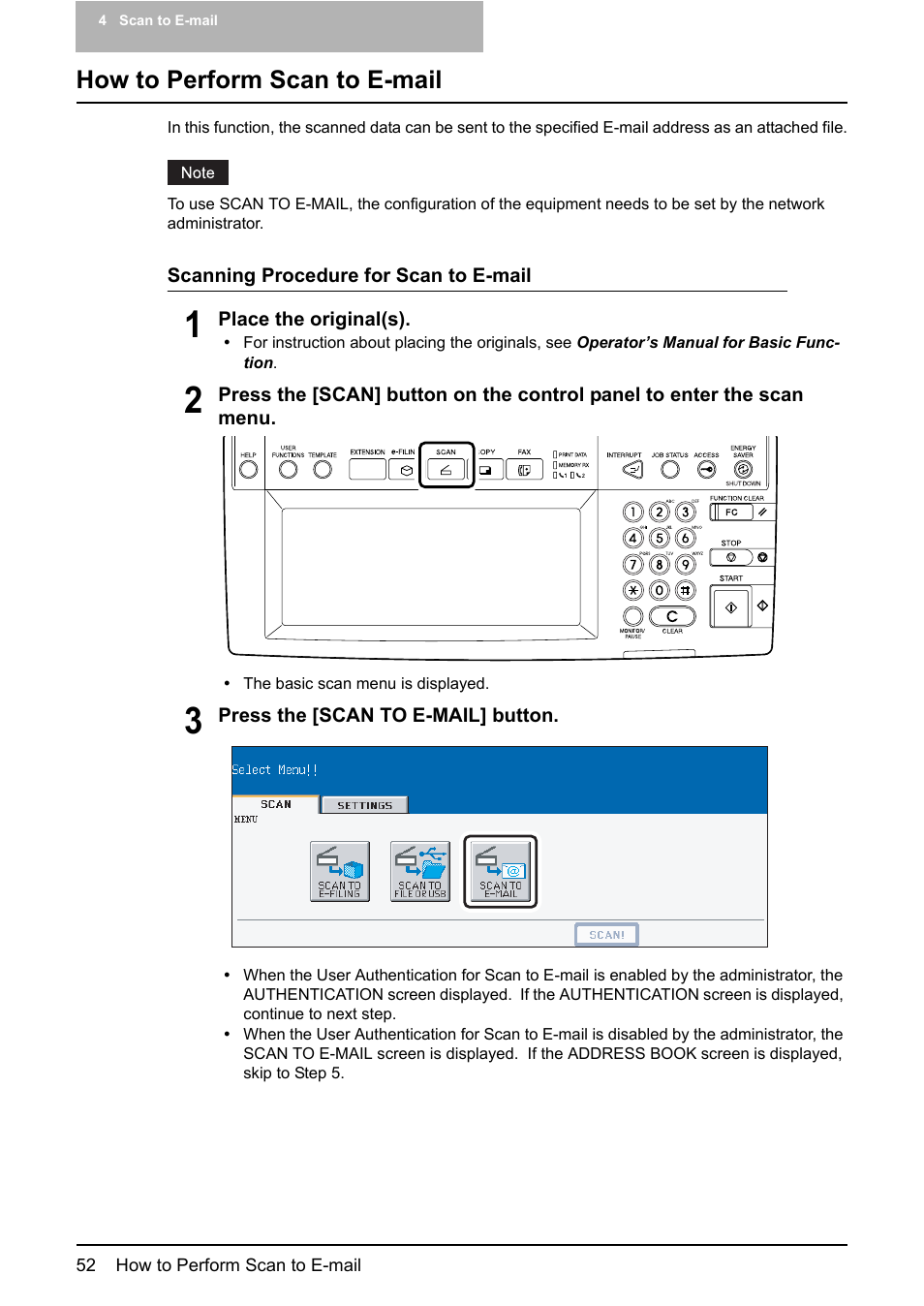 How to perform scan to e-mail, P.52 “how to perform scan to e-mail | Toshiba ESTUDIO 3500C User Manual | Page 54 / 146