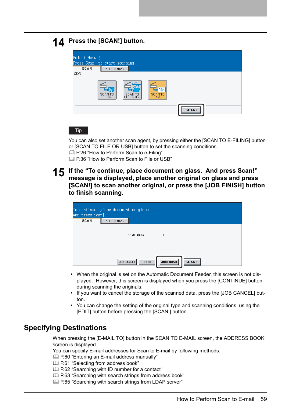 Specifying destinations | Toshiba ESTUDIO 3500C User Manual | Page 61 / 146