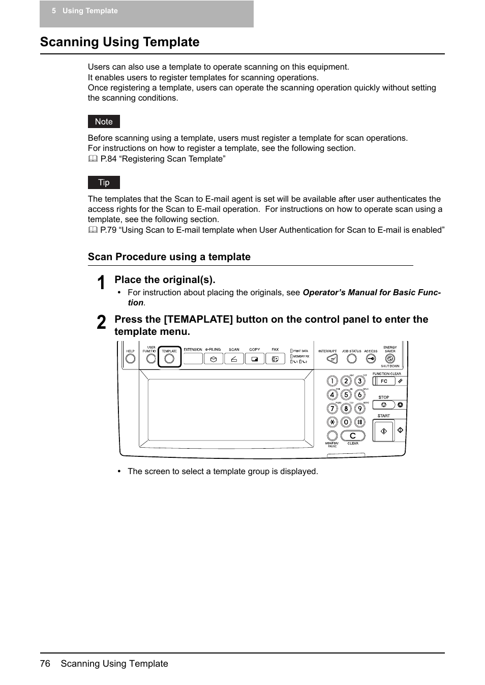 Scanning using template | Toshiba ESTUDIO 3500C User Manual | Page 78 / 146