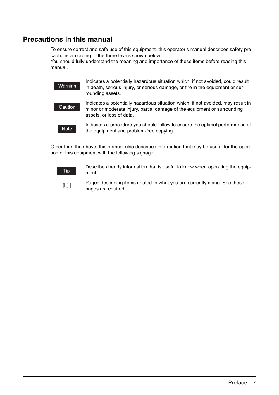 Precautions in this manual | Toshiba ESTUDIO 3500C User Manual | Page 9 / 146