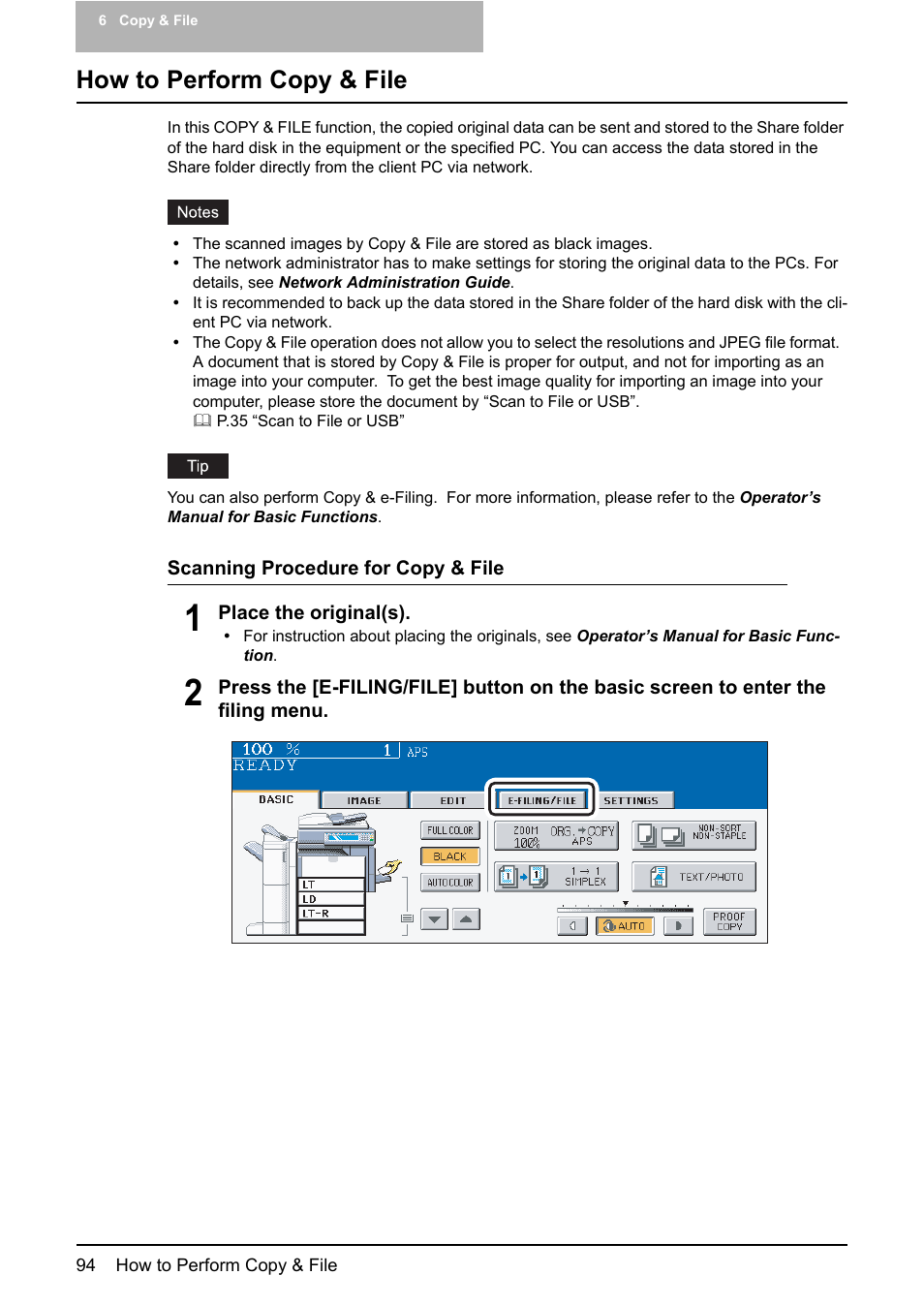 How to perform copy & file | Toshiba ESTUDIO 3500C User Manual | Page 96 / 146