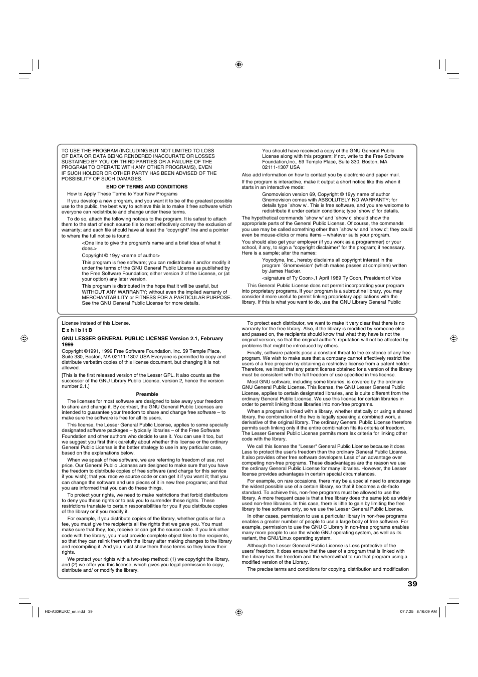 Toshiba HD-A30KU User Manual | Page 39 / 48