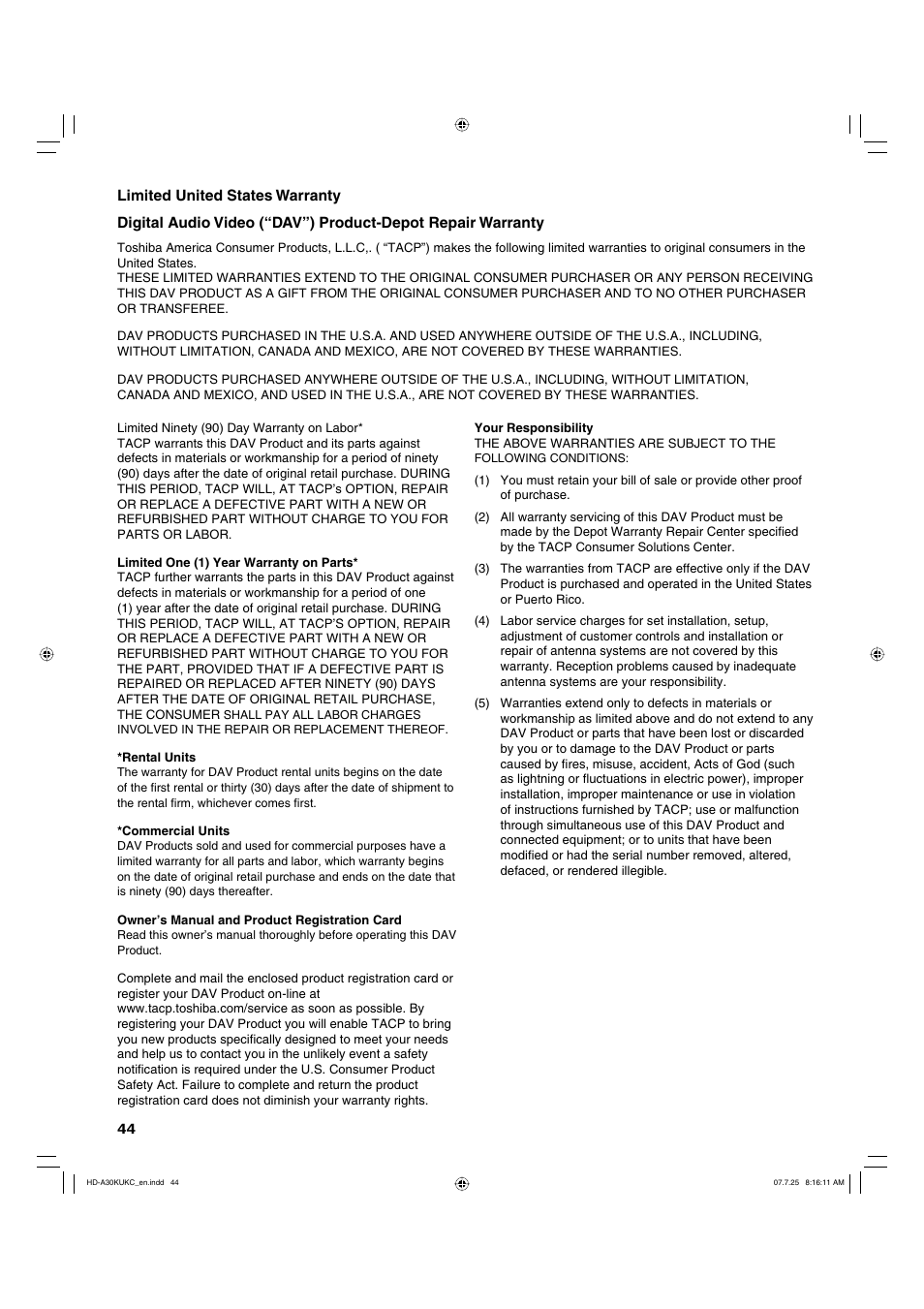 Toshiba HD-A30KU User Manual | Page 44 / 48