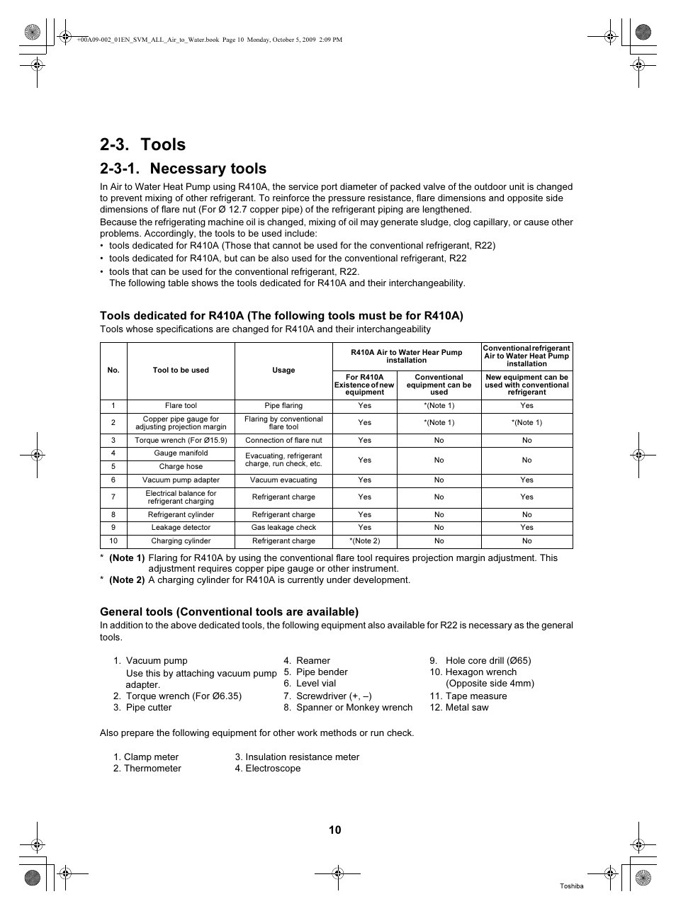 3. tools, 3-1. necessary tools, General tools (conventional tools are available) | Toshiba HWS-802XWHT6-E User Manual | Page 11 / 168