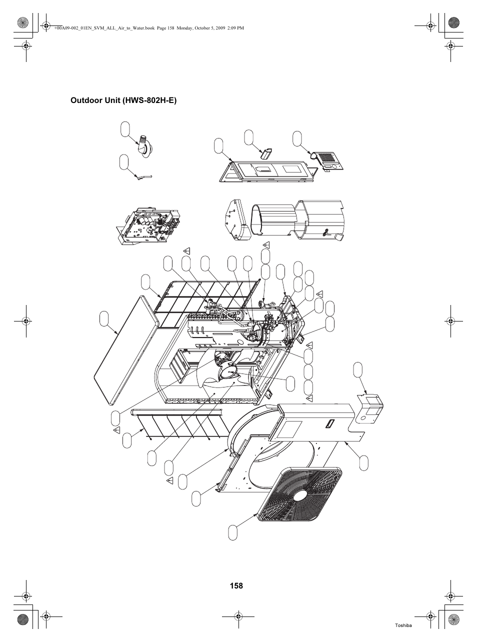 Outdoor unit (hws-802h-e) | Toshiba HWS-802XWHT6-E User Manual | Page 159 / 168