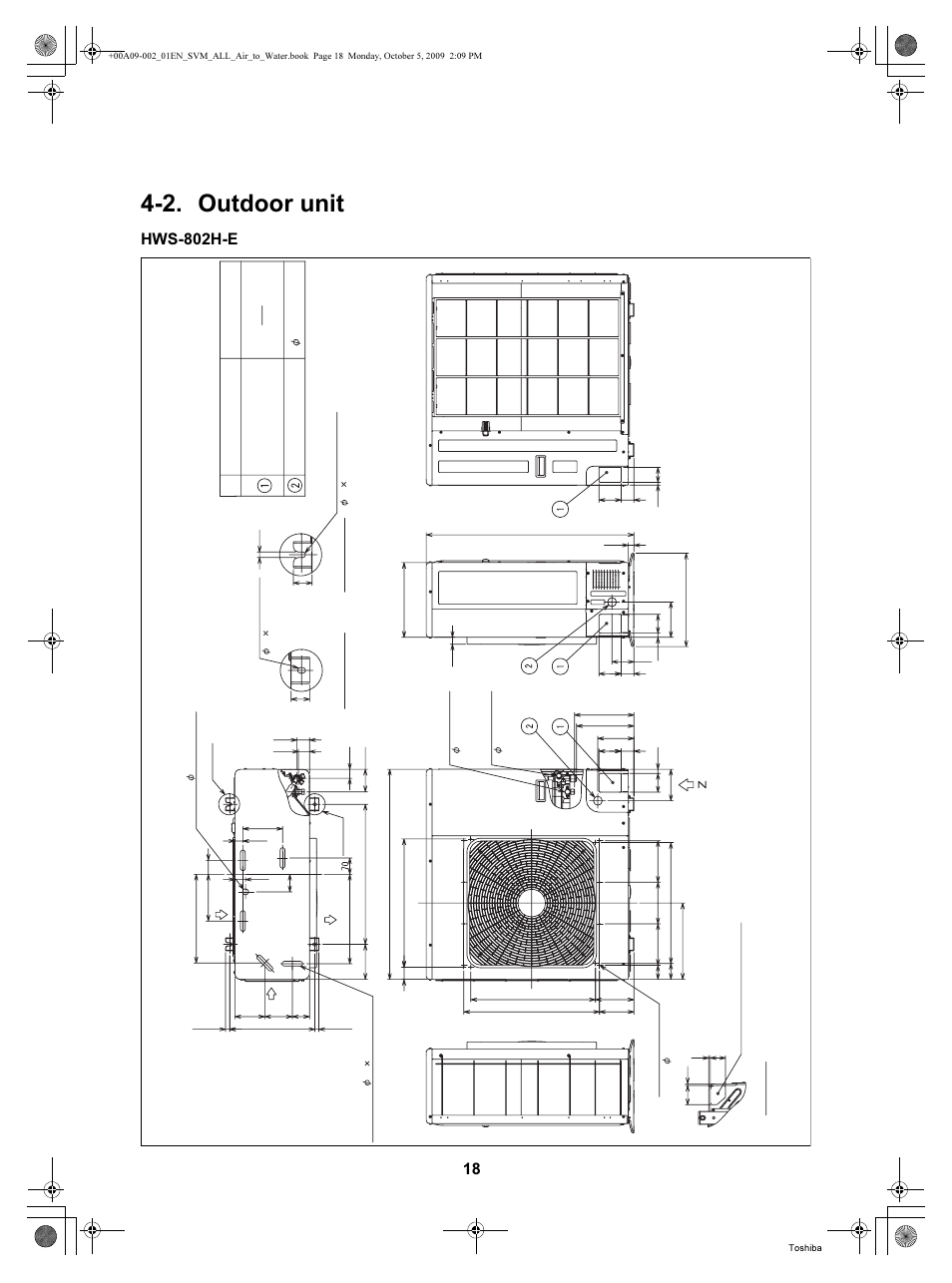 2. outdoor unit, Hws-802h-e | Toshiba HWS-802XWHT6-E User Manual | Page 19 / 168