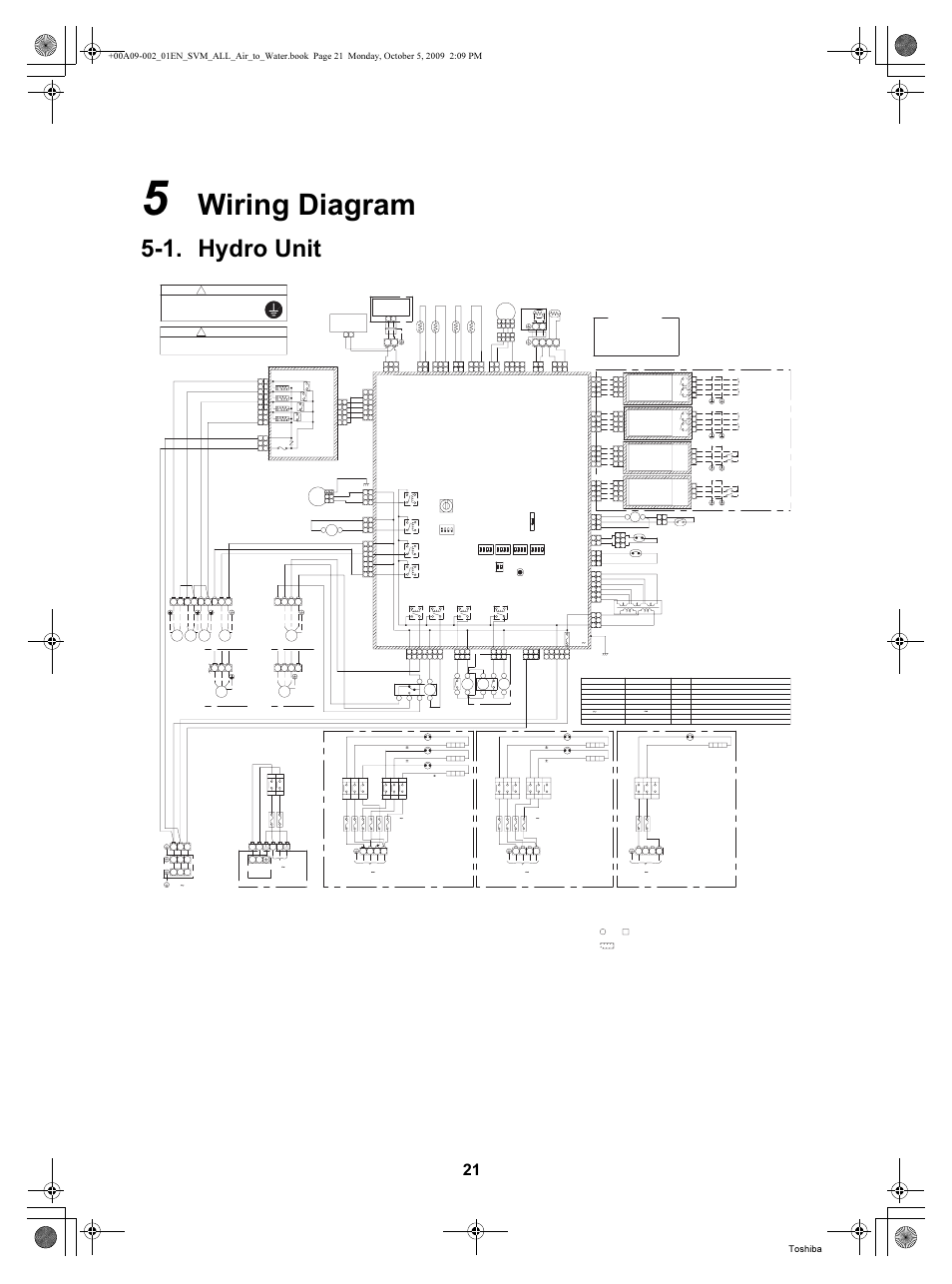 Wiring diagram, 1. hydro unit, Toshiba | Warning, Caution | Toshiba HWS-802XWHT6-E User Manual | Page 22 / 168