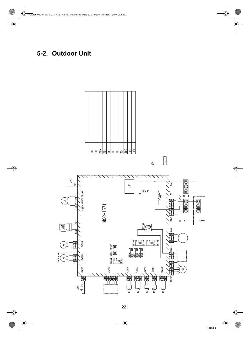 2. outdoor unit, Control board | Toshiba HWS-802XWHT6-E User Manual | Page 23 / 168