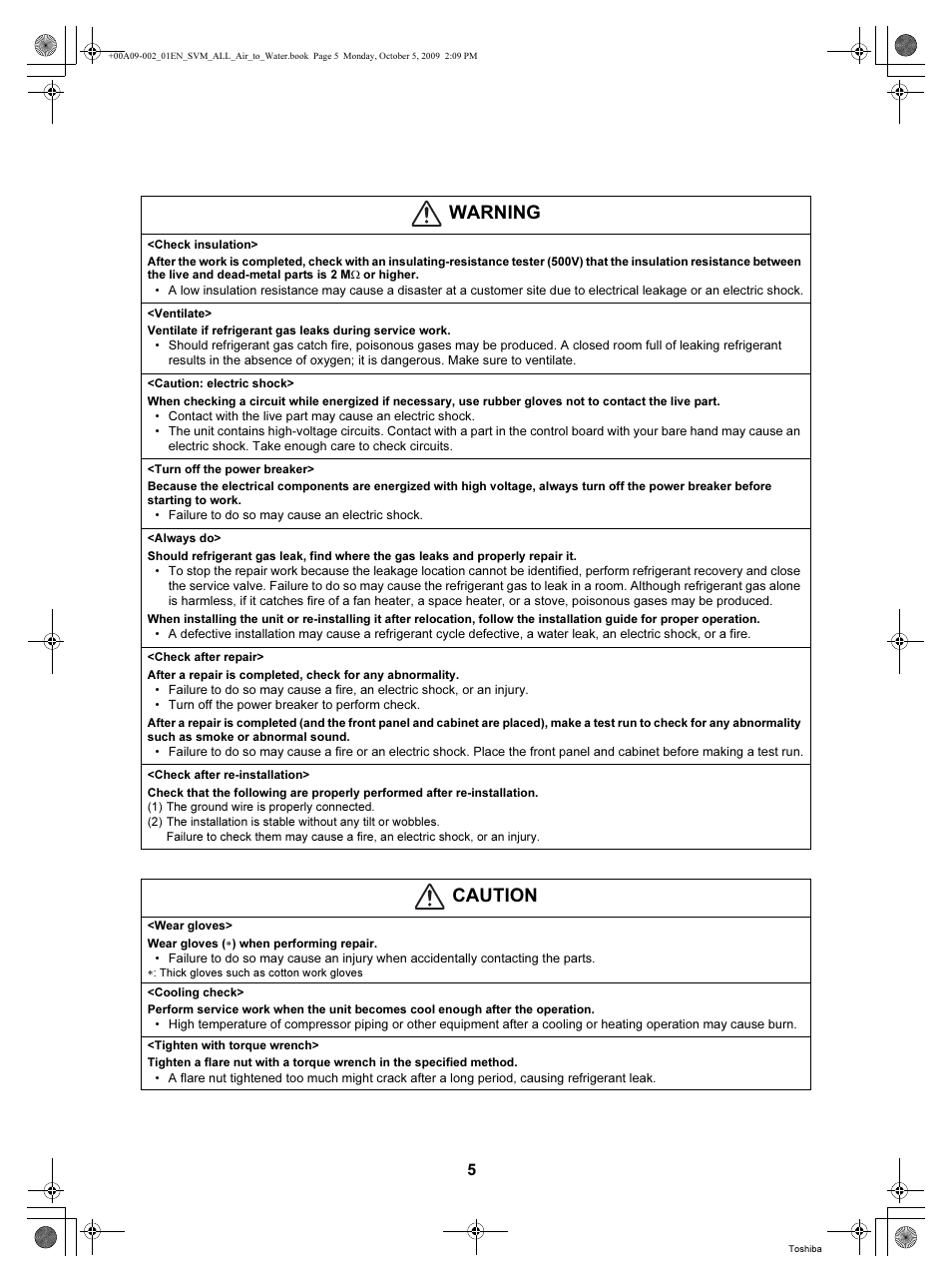 Caution, Warning | Toshiba HWS-802XWHT6-E User Manual | Page 6 / 168