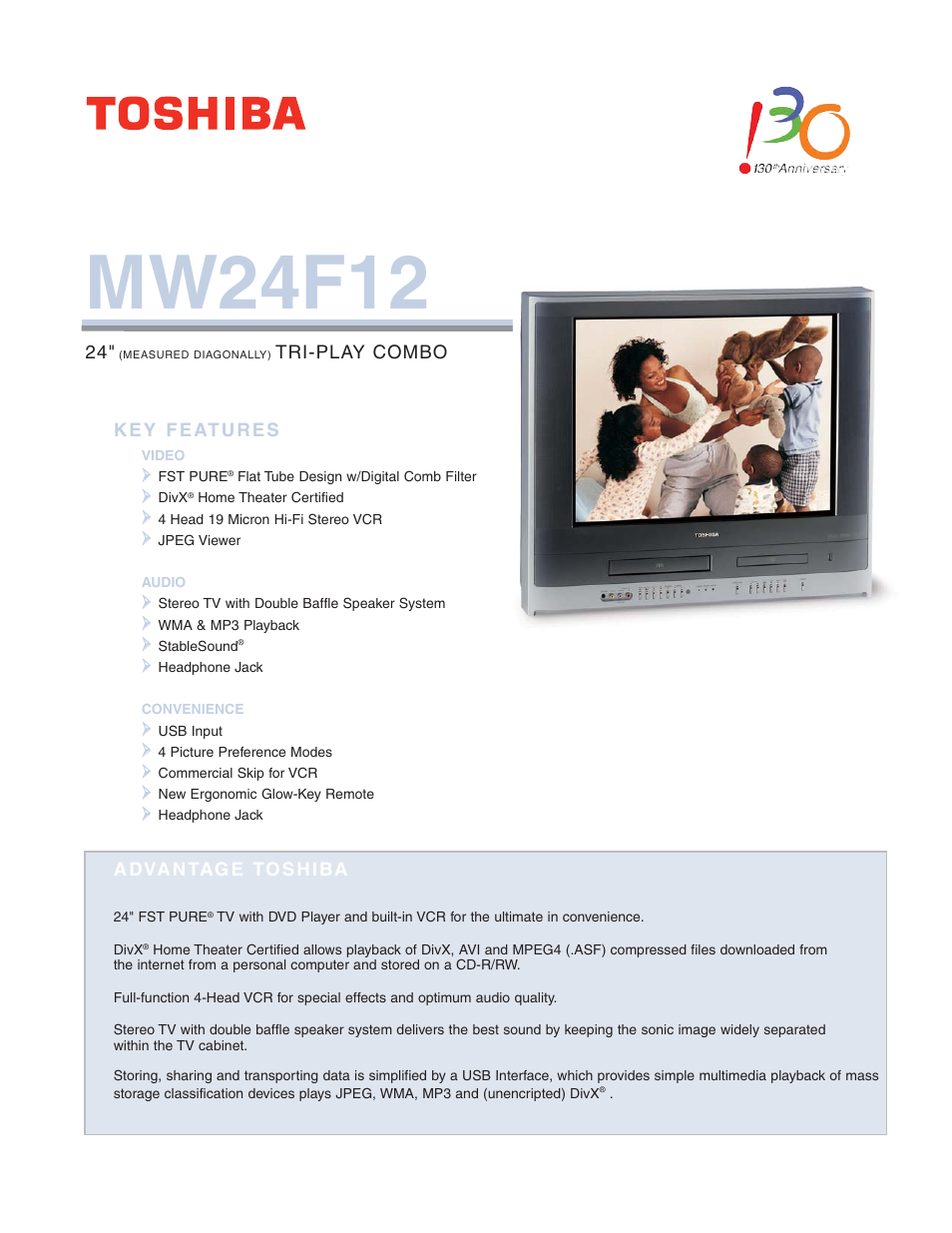 Toshiba MW24F12 User Manual | 2 pages