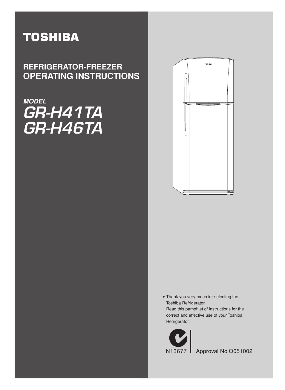 Toshiba GR-H46TA User Manual | 8 pages