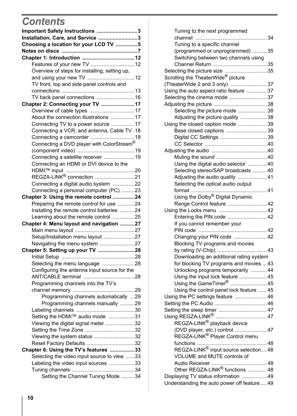 Toshiba 15CV101U User Manual | Page 10 / 88