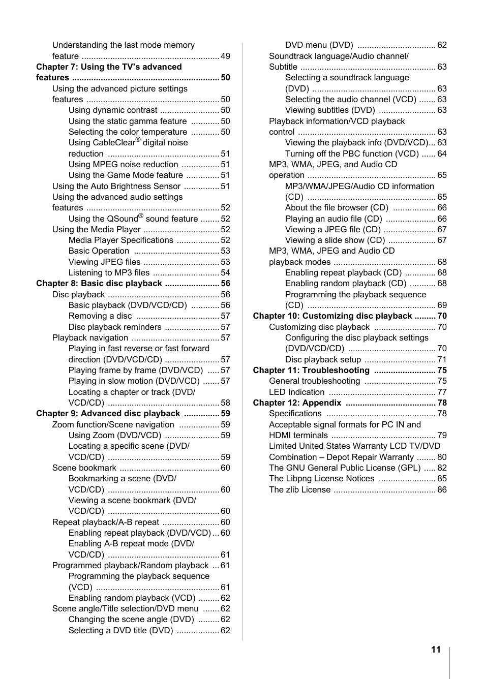 Toshiba 15CV101U User Manual | Page 11 / 88