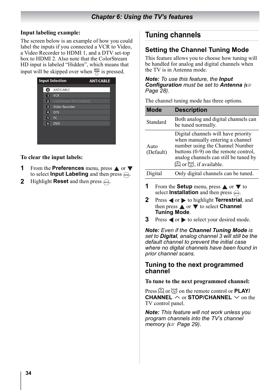 Tuning channels | Toshiba 15CV101U User Manual | Page 34 / 88