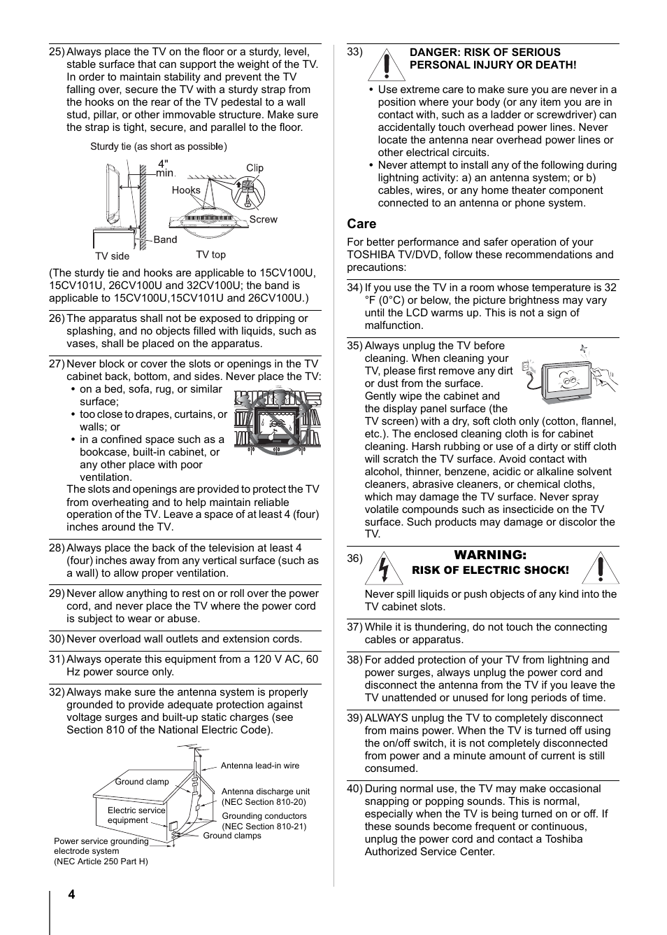 Toshiba 15CV101U User Manual | Page 4 / 88