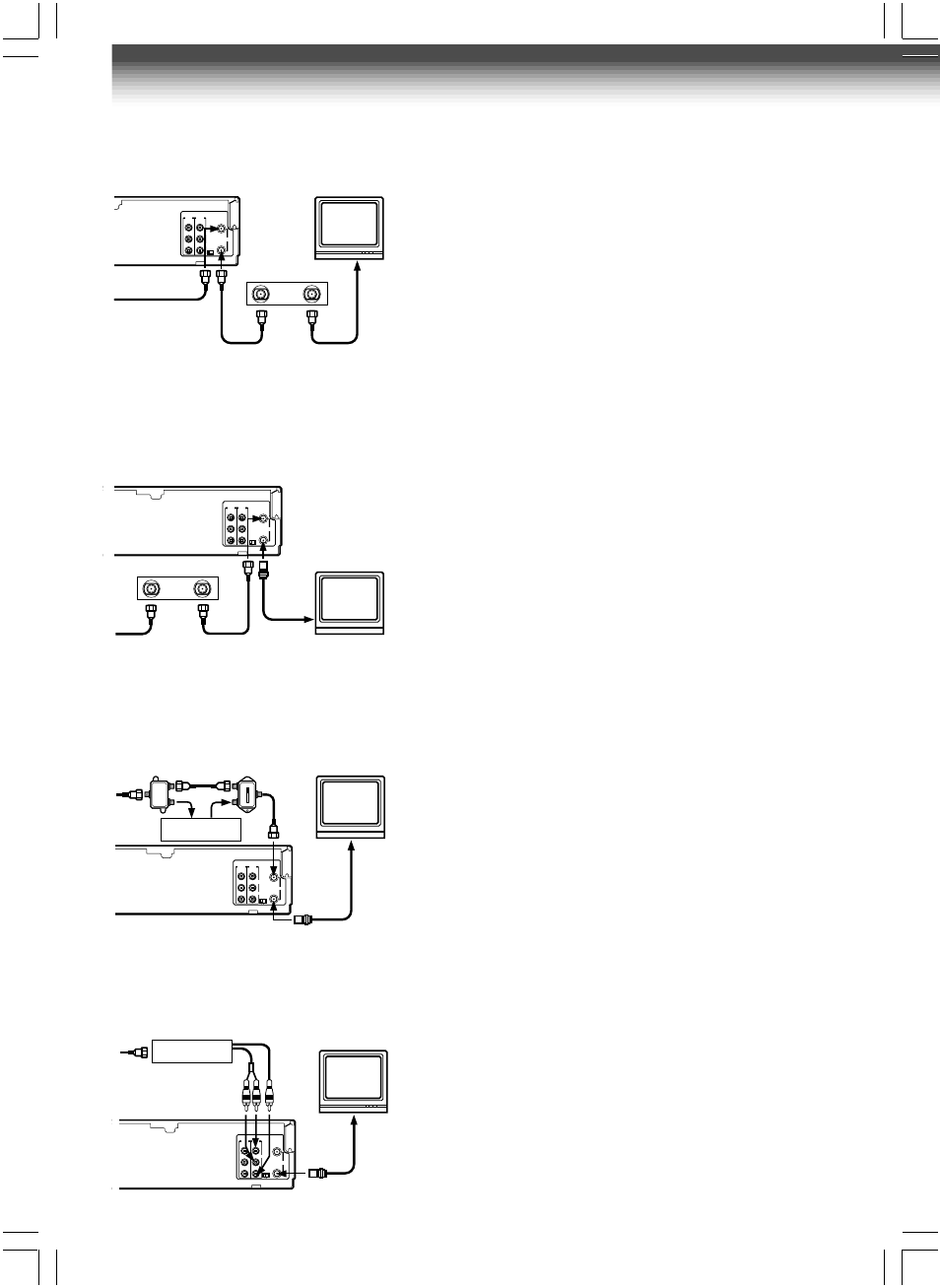 Connections (continued), 12 this set-up will enable you to, You will need to | This set-up will enable you to, Press i.select so that the vcr display shows “l1, Incoming cable cable box out in a/b switch, Cable box, Cable box incoming cable cable box out in | Toshiba W-604 User Manual | Page 12 / 35