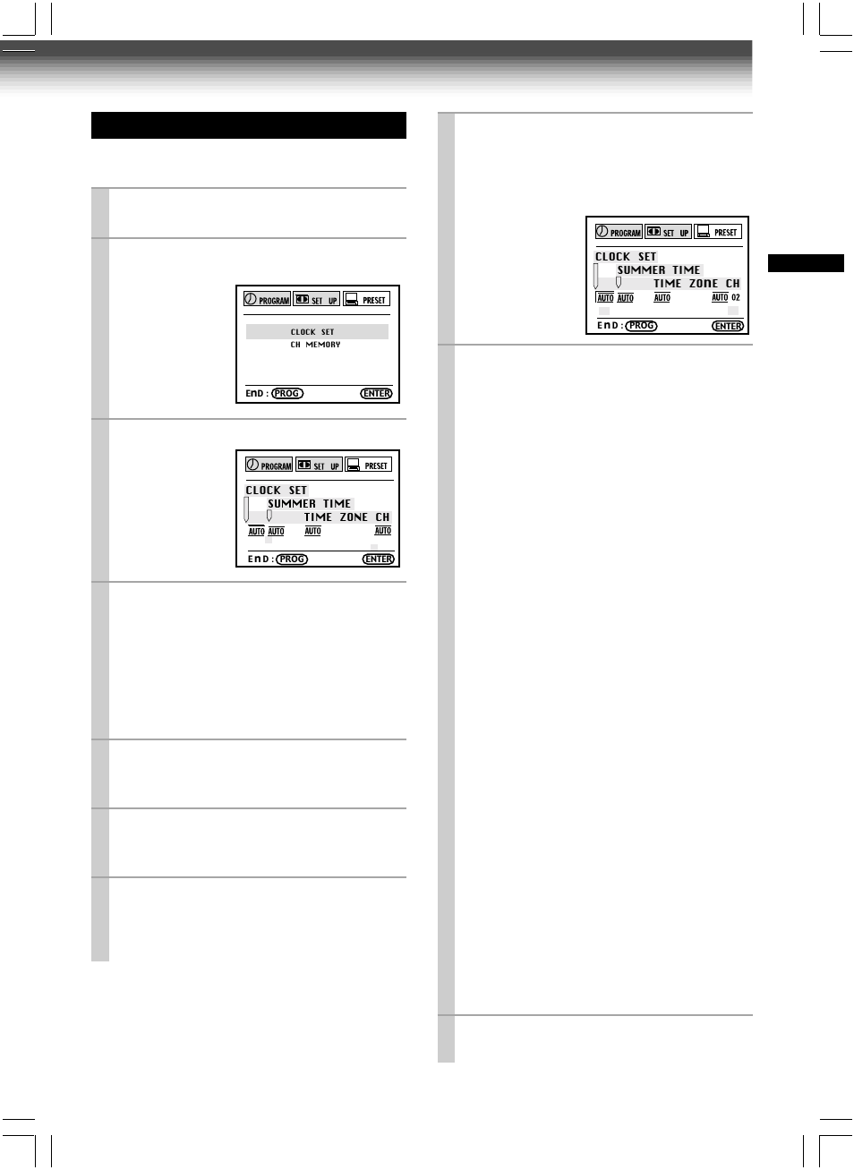 Setting the clock | Toshiba W-604 User Manual | Page 15 / 35