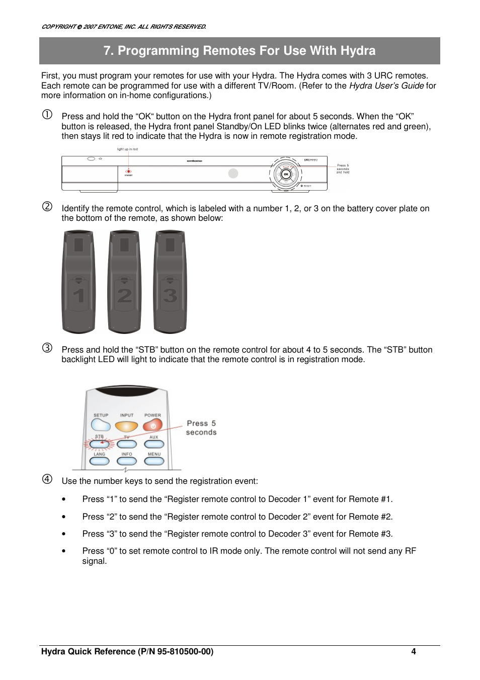 Programming remotes for use with hydra | Toshiba Entone 95-810500-00 User Manual | Page 4 / 14