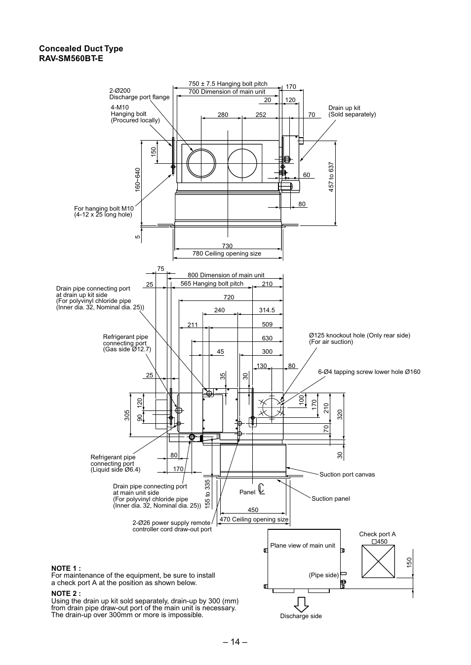 Concealed duct type rav-sm560bt-e | Toshiba RAV-SM560BT-E User Manual | Page 14 / 181
