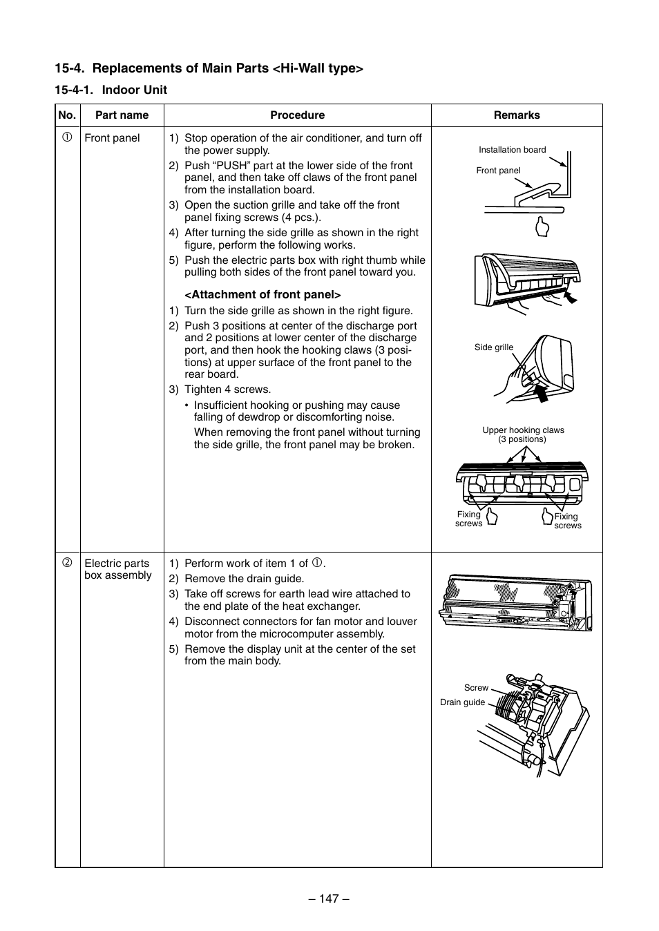 4. replacements of main parts <hi-wall type | Toshiba RAV-SM560BT-E User Manual | Page 147 / 181