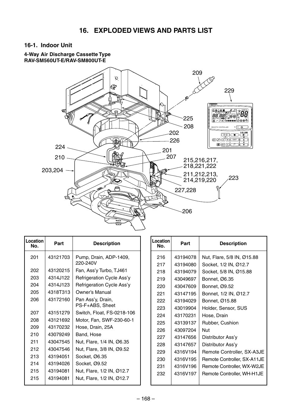 Exploded views and parts list | Toshiba RAV-SM560BT-E User Manual | Page 168 / 181