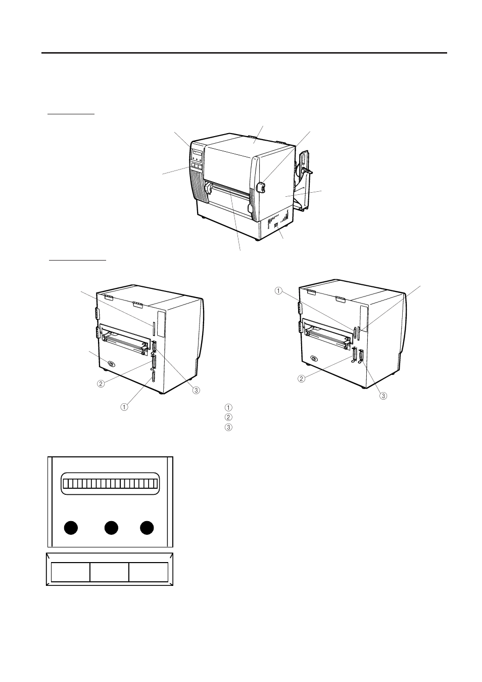 Vista general, Vista frontal y posterior de la impresora, Panel de operaciones | 1 vista frontal y posterior de la impresora, 2 panel de operaciones | Toshiba B-672-QP User Manual | Page 104 / 157